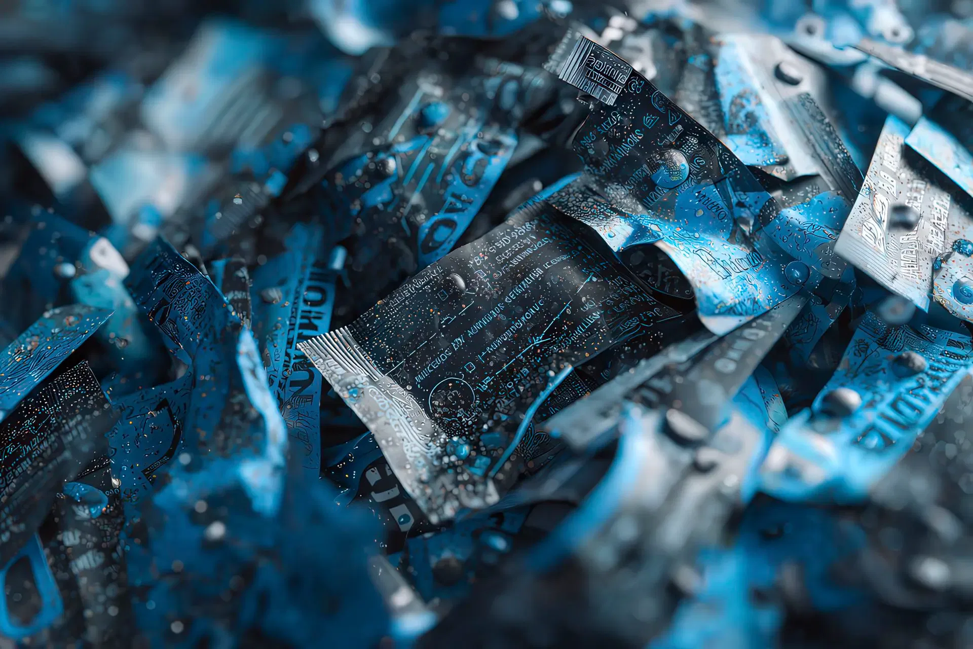 Composizione tecnica con campioni di packaging, overlay normativi e dettagli rossi LPM PACKAGING