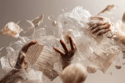 LPM PACKAGING produktokolaĝo kun redakciaj grafikaĵoj kaj manskribitaj notoj